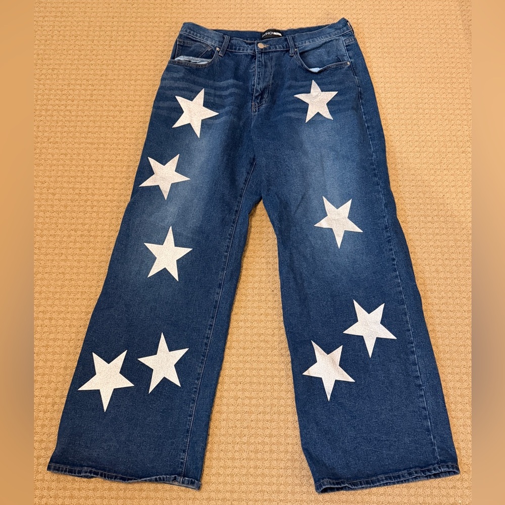 Fashion Nova Jeans A Star Is Rising Baggy Stretch Jeans (Size 15)